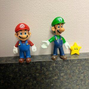 Mario Luigi Star Nintendo Toy Lot Action Figure Mini Characters Flexible 2007